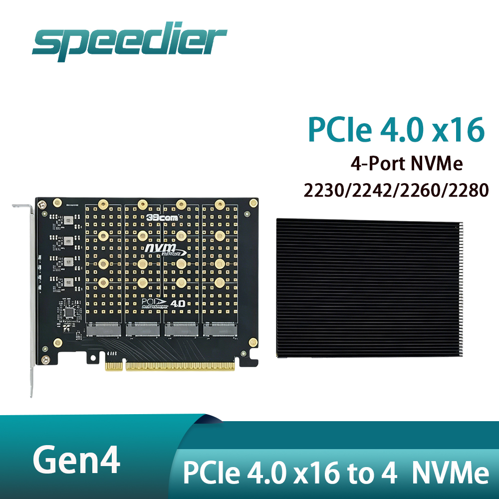 Tarjeta Adaptadora PCIe 4.0 X1 - Quad M.2 Nvme Pcie Bifurcation Card reseña y precio